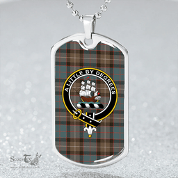 ScottishPlaid MacWilliam (Williamson) Weathered Clan Tartan Dog Tag Necklace - Crest Classic Scottish Plaid Tartan Plaid