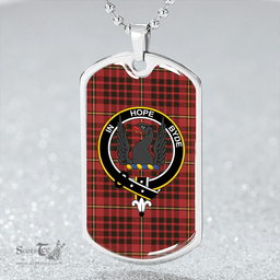 ScottishPlaid MacIan Weathered Clan Tartan Dog Tag Necklace - Crest Classic Scottish Plaid Tartan Plaid