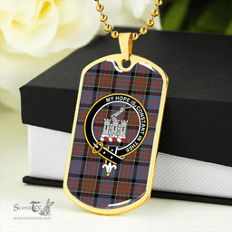ScottishPlaid MacDonald of Clanranald #3 (Donald of Clanranald; #3) Ancient Clan Tartan Dog Tag Necklace - Crest Classic Scottish Plaid Tartan Plaid