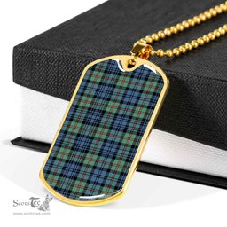 Scottish MacKinlay Ancient Clan Tartan Dog Tag Necklace - Classic Scottish Plaid Tartan Plaid