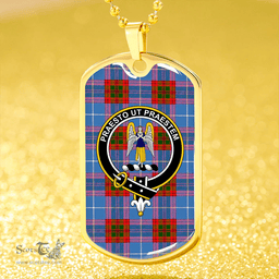 ScottishPlaid Preston Clan Tartan Dog Tag Necklace - Crest Classic Scottish Plaid Tartan Plaid