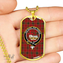 ScottishPlaid MacDonald of Belfinlay Modern Clan Tartan Dog Tag Necklace - Crest Classic Scottish Plaid Tartan Plaid
