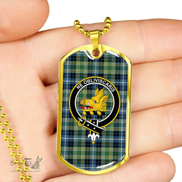 ScottishPlaid MacKellar Ancient Clan Tartan Dog Tag Necklace - Crest Classic Scottish Plaid Tartan Plaid