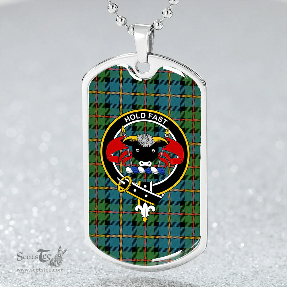 ScottishPlaid MacLeod of Harris (MacLeod Hunting) Ancient Clan Tartan Dog Tag Necklace - Crest Classic Scottish Plaid Tartan Plaid