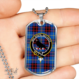 ScottishPlaid Rutherford Modern Clan Tartan Dog Tag Necklace - Crest Classic Scottish Plaid Tartan Plaid