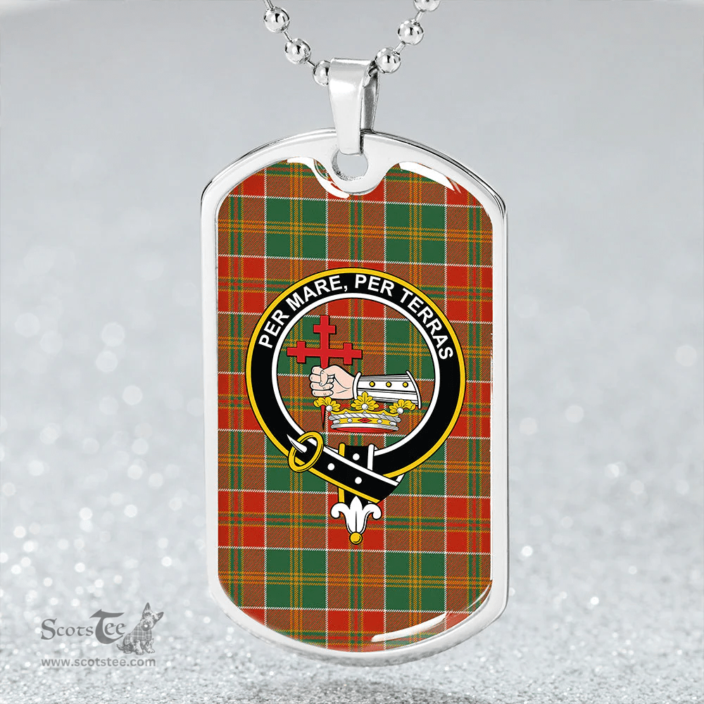 ScottishPlaid MacDonald of Kingsburgh (Donald of Kingsburgh) Ancient Clan Tartan Dog Tag Necklace - Crest Classic Scottish Plaid Tartan Plaid
