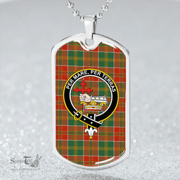 ScottishPlaid MacDonald of Kingsburgh (Donald of Kingsburgh) Ancient Clan Tartan Dog Tag Necklace - Crest Classic Scottish Plaid Tartan Plaid