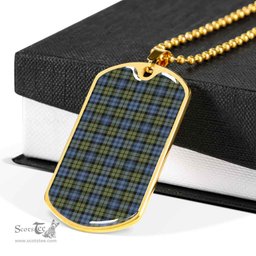 Scottish Campbell Faded Clan Tartan Dog Tag Necklace - Classic Scottish Plaid Tartan Plaid