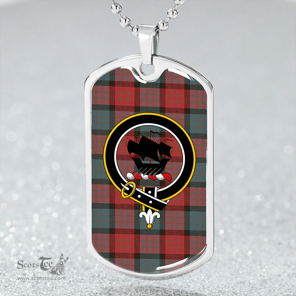 ScottishPlaid MacInroy #2 (Personal) Weathered Clan Tartan Dog Tag Necklace - Crest Classic Scottish Plaid Tartan Plaid