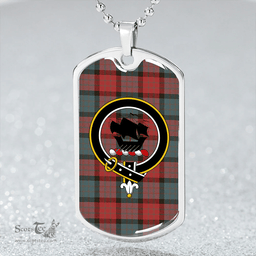 ScottishPlaid MacInroy #2 (Personal) Weathered Clan Tartan Dog Tag Necklace - Crest Classic Scottish Plaid Tartan Plaid