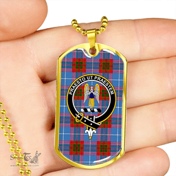 ScottishPlaid Preston Clan Tartan Dog Tag Necklace - Crest Classic Scottish Plaid Tartan Plaid