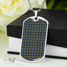 Scottish Campbell Faded Clan Tartan Dog Tag Necklace - Classic Scottish Plaid Tartan Plaid