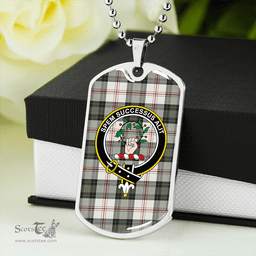 ScottishPlaid Ross Arisaid Weathered Clan Tartan Dog Tag Necklace - Crest Classic Scottish Plaid Tartan Plaid