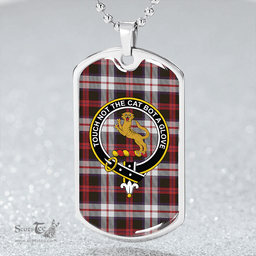 ScottishPlaid MacKintosh Dress Weathered Clan Tartan Dog Tag Necklace - Crest Classic Scottish Plaid Tartan Plaid