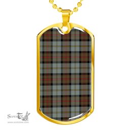 Scottish MacLeod of Harris Weathered Clan Tartan Dog Tag Necklace - Classic Scottish Plaid Tartan Plaid