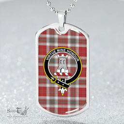 ScottishPlaid MacLean of Duart Dress Red Weathered Clan Tartan Dog Tag Necklace - Crest Classic Scottish Plaid Tartan Plaid