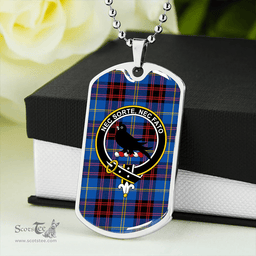 ScottishPlaid Rutherford Modern Clan Tartan Dog Tag Necklace - Crest Classic Scottish Plaid Tartan Plaid