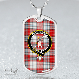 ScottishPlaid MacRae Red Dress Modern Clan Tartan Dog Tag Necklace - Crest Classic Scottish Plaid Tartan Plaid