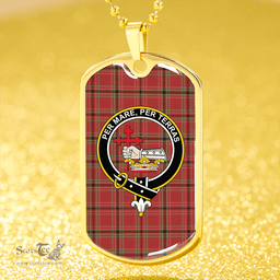 ScottishPlaid MacDonald of Belfinlay Weathered Clan Tartan Dog Tag Necklace - Crest Classic Scottish Plaid Tartan Plaid