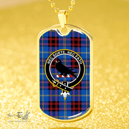 ScottishPlaid Rutherford Modern Clan Tartan Dog Tag Necklace - Crest Classic Scottish Plaid Tartan Plaid