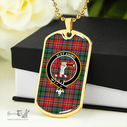ScottishPlaid MacCulloch Modern Clan Tartan Dog Tag Necklace - Crest Classic Scottish Plaid Tartan Plaid