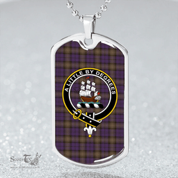 ScottishPlaid MacWilliam 2014 (Williamson 2014) Weathered Clan Tartan Dog Tag Necklace - Crest Classic Scottish Plaid Tartan Plaid