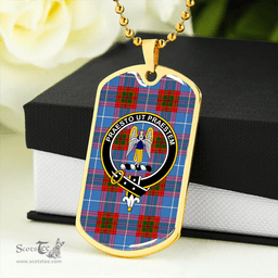 ScottishPlaid Preston Clan Tartan Dog Tag Necklace - Crest Classic Scottish Plaid Tartan Plaid