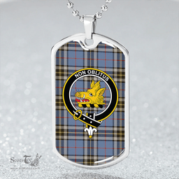 ScottishPlaid MacTavish Dress Weathered Clan Tartan Dog Tag Necklace - Crest Classic Scottish Plaid Tartan Plaid