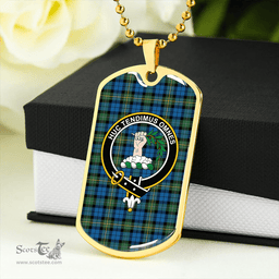 ScottishPlaid Paterson #2 Ancient Clan Tartan Dog Tag Necklace - Crest Classic Scottish Plaid Tartan Plaid