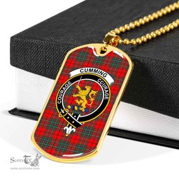 Scottish Cumming Clan Tartan Dog Tag Necklace - Crest Classic Scottish Plaid Tartan Plaid