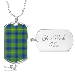 Scottish Johnston Ancient Clan Tartan Dog Tag Necklace - Classic Scottish Plaid Tartan Plaid