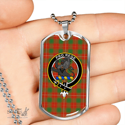 ScottishPlaid MacFie (MacPhee) Ancient Clan Tartan Dog Tag Necklace - Crest Classic Scottish Plaid Tartan Plaid
