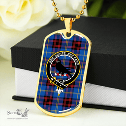 ScottishPlaid Rutherford Modern Clan Tartan Dog Tag Necklace - Crest Classic Scottish Plaid Tartan Plaid