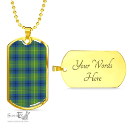 Scottish Johnston Ancient Clan Tartan Dog Tag Necklace - Classic Scottish Plaid Tartan Plaid
