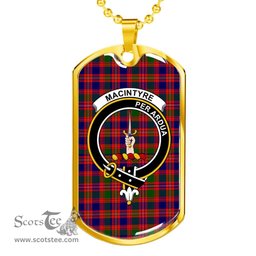 Scottish MacIntyre Clan Tartan Dog Tag Necklace - Crest Classic Scottish Plaid Tartan Plaid