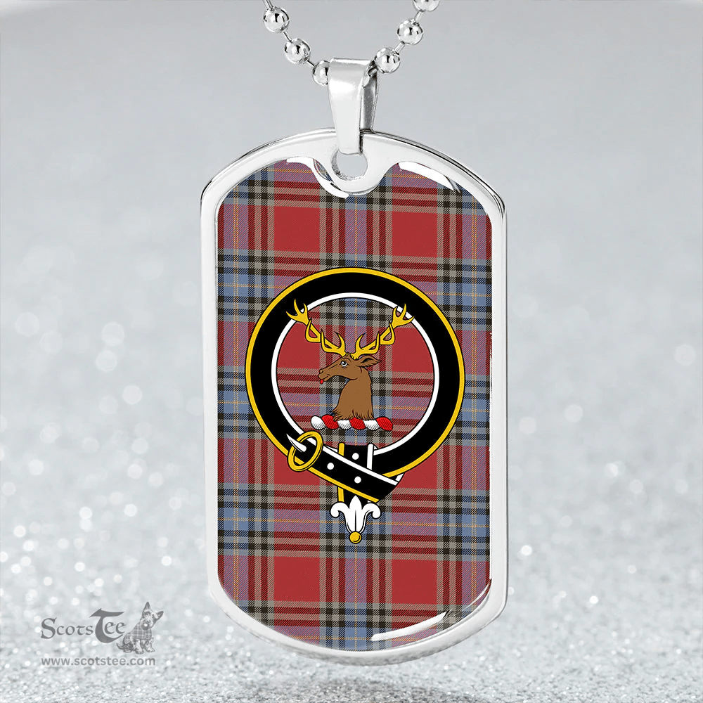 ScottishPlaid MacLeay Weathered Clan Tartan Dog Tag Necklace - Crest Classic Scottish Plaid Tartan Plaid