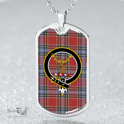 ScottishPlaid MacLeay Weathered Clan Tartan Dog Tag Necklace - Crest Classic Scottish Plaid Tartan Plaid