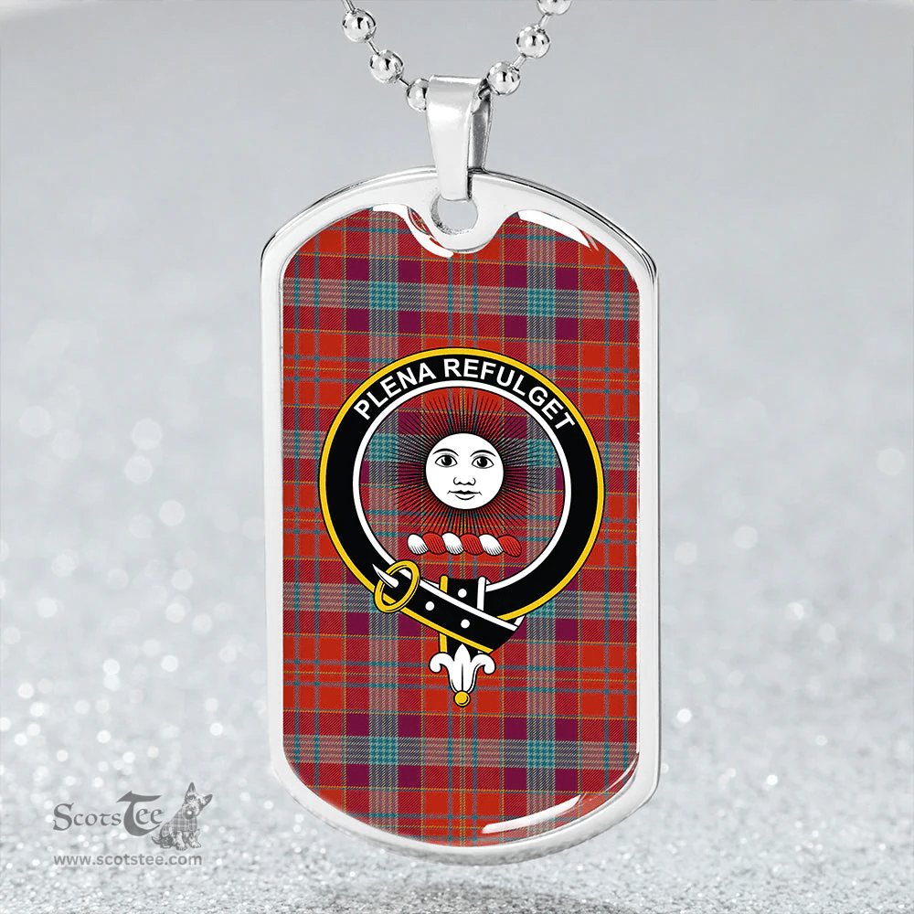 ScottishPlaid Pitcairn Heritage Ancient Clan Tartan Dog Tag Necklace - Crest Classic Scottish Plaid Tartan Plaid