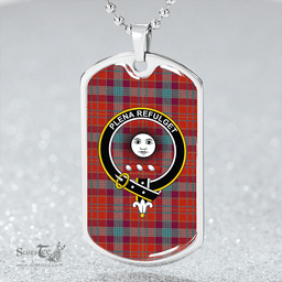 ScottishPlaid Pitcairn Heritage Ancient Clan Tartan Dog Tag Necklace - Crest Classic Scottish Plaid Tartan Plaid