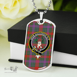 ScottishPlaid Ross (Wilsons) Weathered Clan Tartan Dog Tag Necklace - Crest Classic Scottish Plaid Tartan Plaid