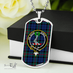 ScottishPlaid MacKinlay Modern Clan Tartan Dog Tag Necklace - Crest Classic Scottish Plaid Tartan Plaid