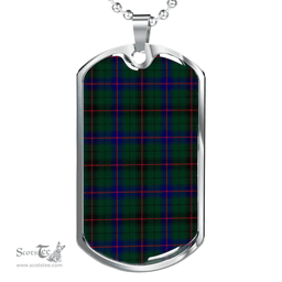 Scottish Davidson Modern Clan Tartan Dog Tag Necklace - Classic Scottish Plaid Tartan Plaid