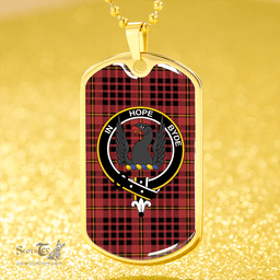 ScottishPlaid MacIan Ancient Clan Tartan Dog Tag Necklace - Crest Classic Scottish Plaid Tartan Plaid