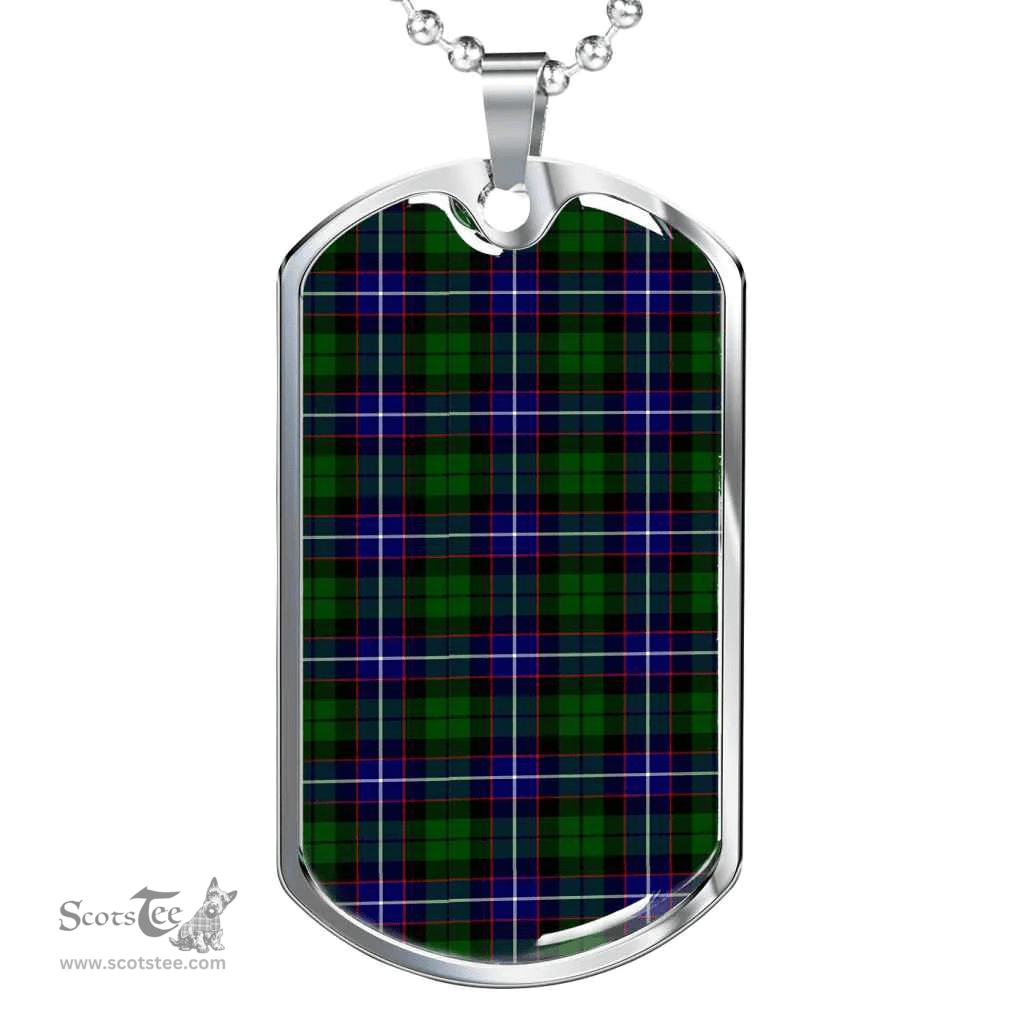 Scottish Russell Modern Clan Tartan Dog Tag Necklace - Classic Scottish Plaid Tartan Plaid