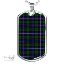 Scottish Russell Modern Clan Tartan Dog Tag Necklace - Classic Scottish Plaid Tartan Plaid