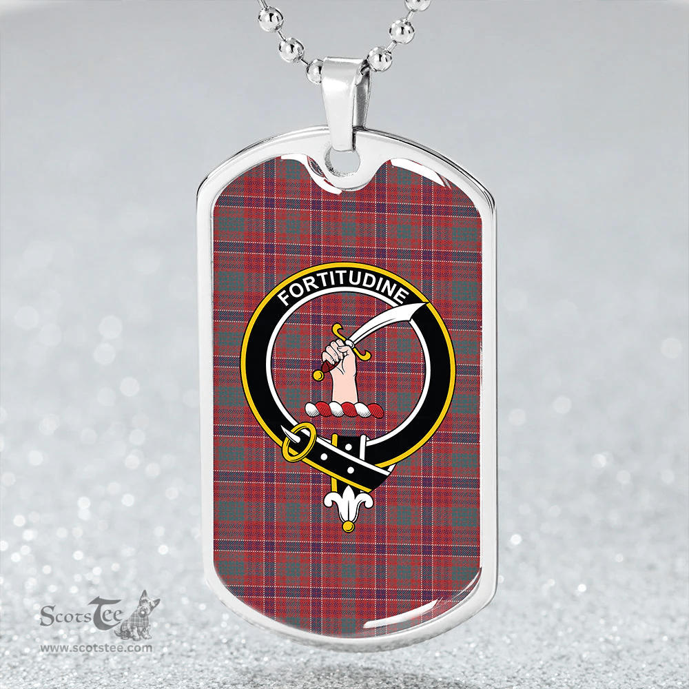 ScottishPlaid MacRae Weathered Clan Tartan Dog Tag Necklace - Crest Classic Scottish Plaid Tartan Plaid