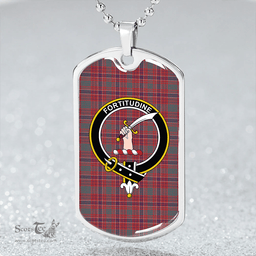 ScottishPlaid MacRae Weathered Clan Tartan Dog Tag Necklace - Crest Classic Scottish Plaid Tartan Plaid