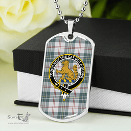 ScottishPlaid MacPherson Dress Green Clan Tartan Dog Tag Necklace - Crest Classic Scottish Plaid Tartan Plaid