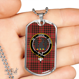 ScottishPlaid MacIan Weathered Clan Tartan Dog Tag Necklace - Crest Classic Scottish Plaid Tartan Plaid