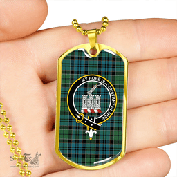 ScottishPlaid MacIsaac Ancient Clan Tartan Dog Tag Necklace - Crest Classic Scottish Plaid Tartan Plaid